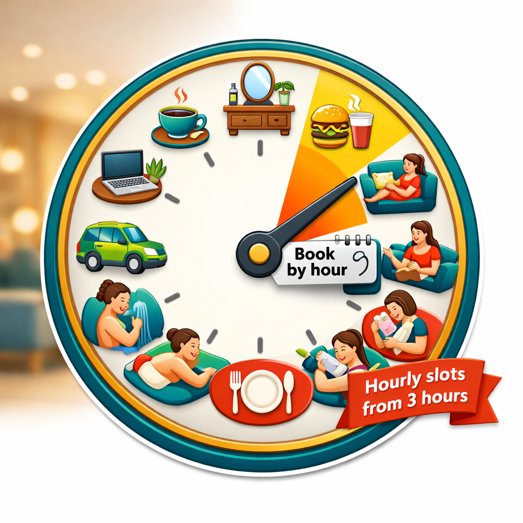 Hourly slots from 3 hours